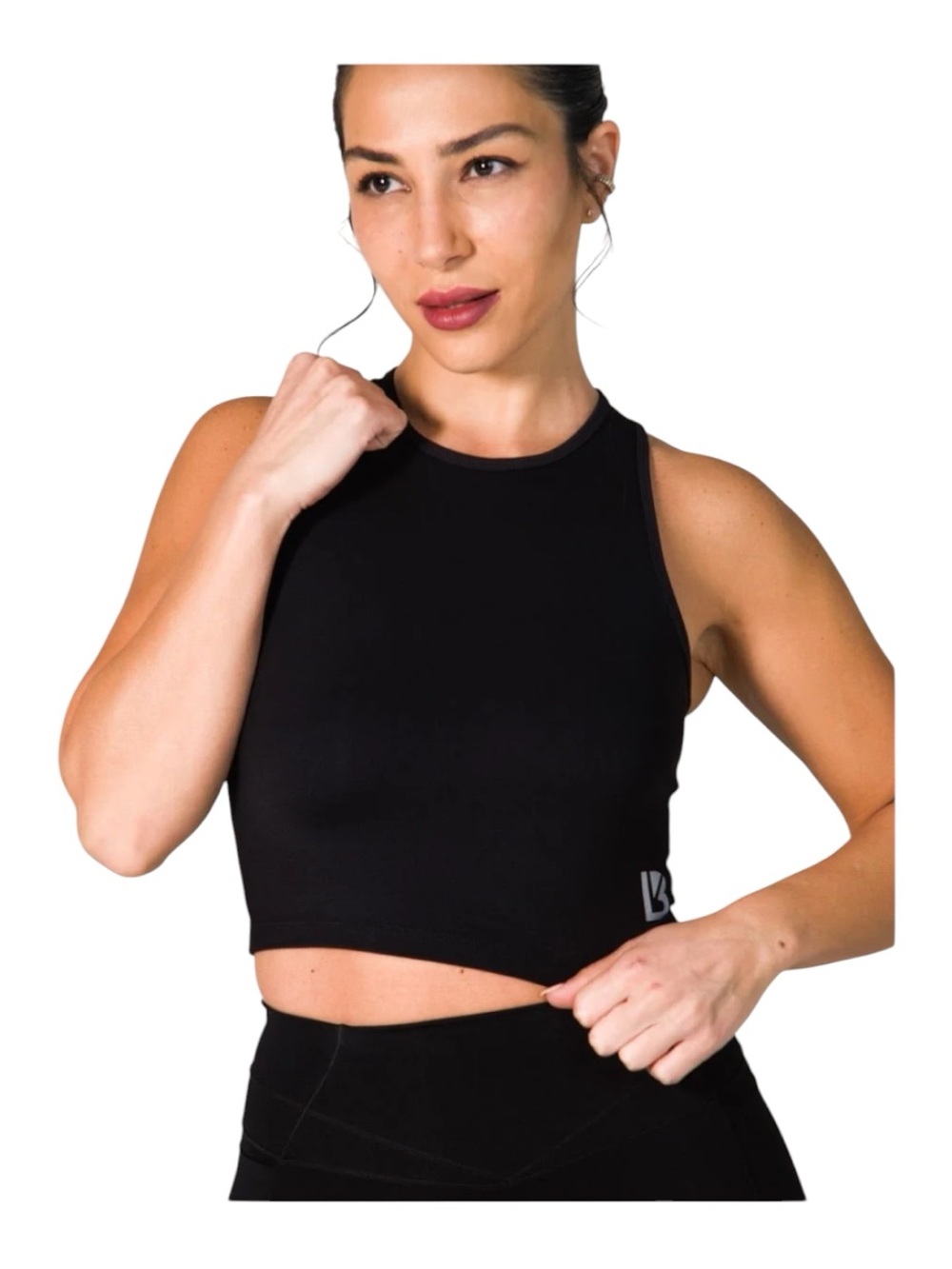 BuffBunny Aurora Black High-Neck Racerback Crop Top Sz XL